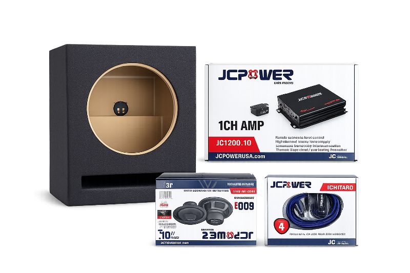 JCPower Bass Bundle - sub enclosure, amp, speakers, wiring kit